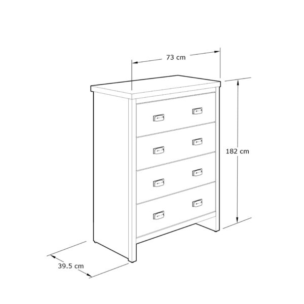 BOS4DCGRY-BOSTON 4 DRAWER CHEST GREY-2023-01-Dims