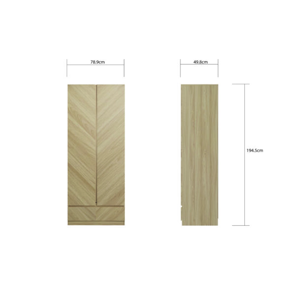 CATANIA-2 DOOR WARDROBE-OAK-AUG2022-CO-DIMS