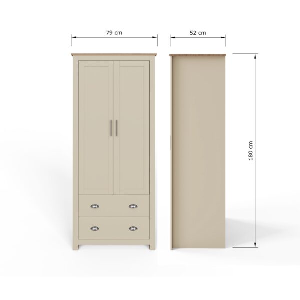 LAN22WCRM-2 door 2 drawer wardobe cream-09-25-DIMS