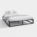 PK135BLK-PLATFORM BED 135CM BLACK-0824-CO-04-ISO WITH BEDDDING (2)