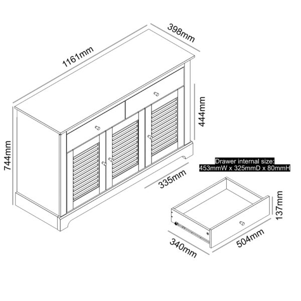 MILAN 3 Door Sideboard, single item