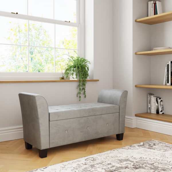 VERWNCHGR-VERONA WINDOW SEAT CHENILLE GREY-08-25-RMS01