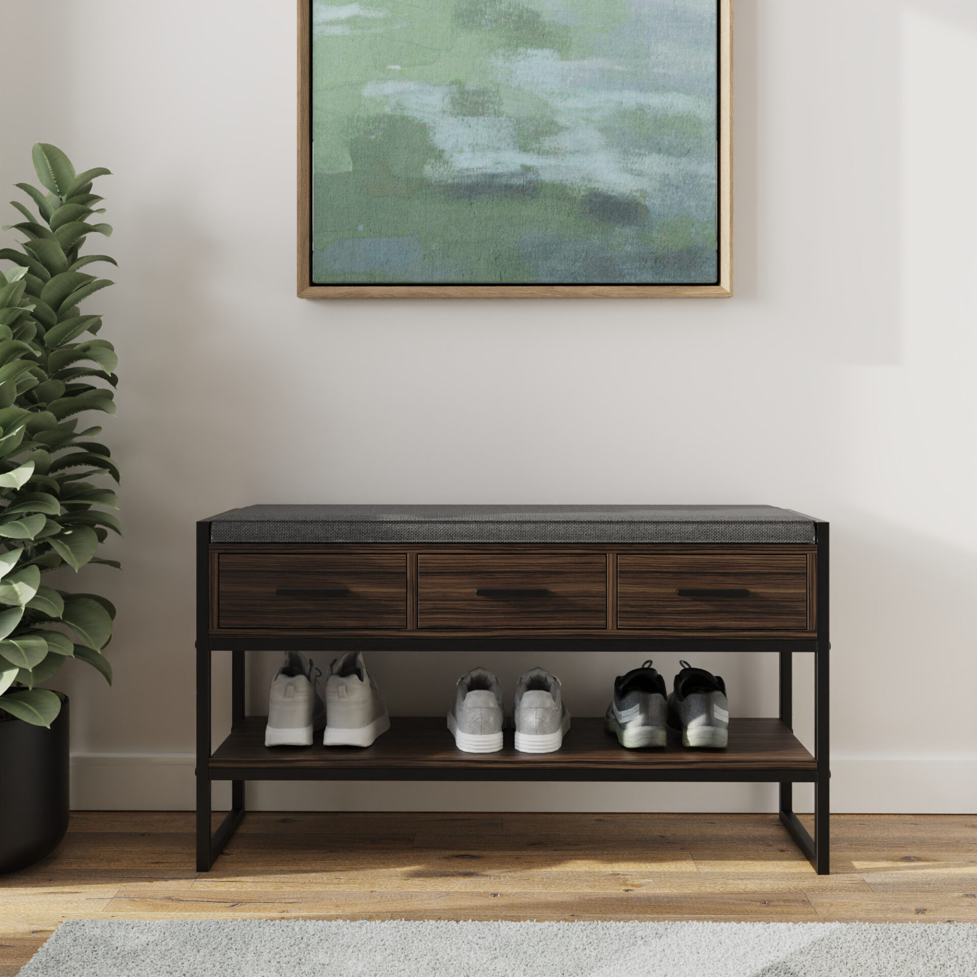 Quinn Industrial Shoe Bench with Storage – FSC®- Certified