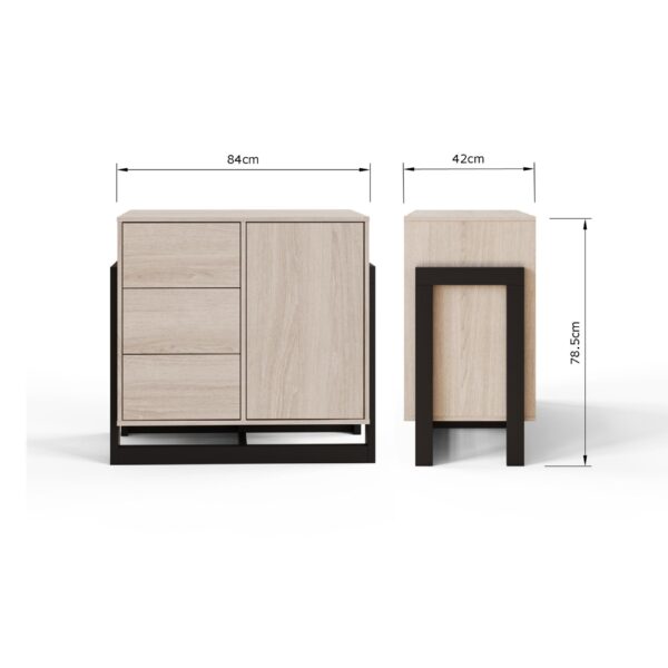 TAICSBOAK-Taite 1 Door 3 Drawer Sideboard Oak-06-25-DIMS