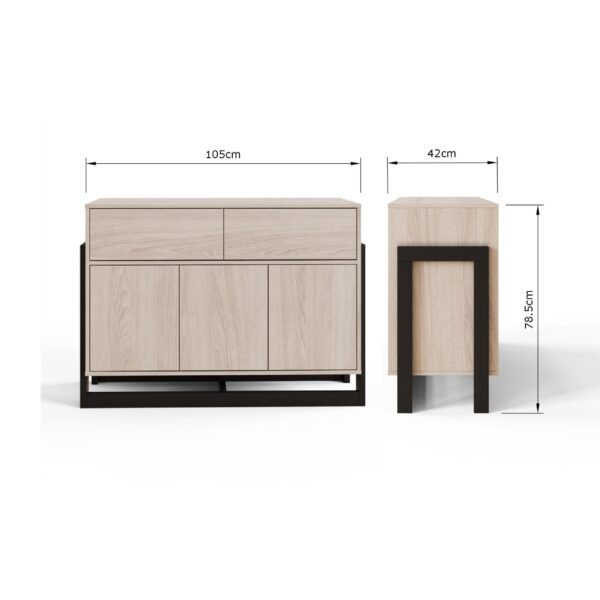 TAILSBOAK-Taite 3 Door 2 Drawer Sideboard Oak-06-25-DIMS